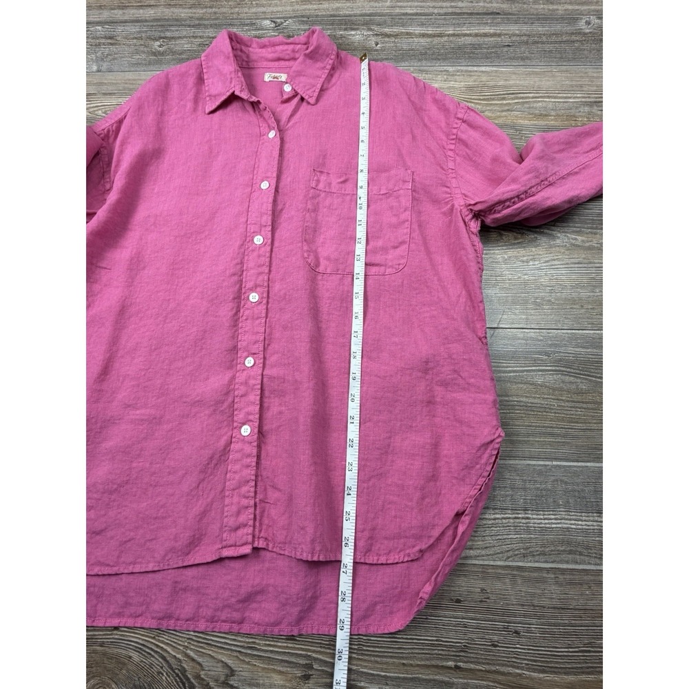 Faherty Laguna 100% Linen Long Sleeve Relaxed Button-Up Shirt Pink Women's Small - Picture 9 of 11